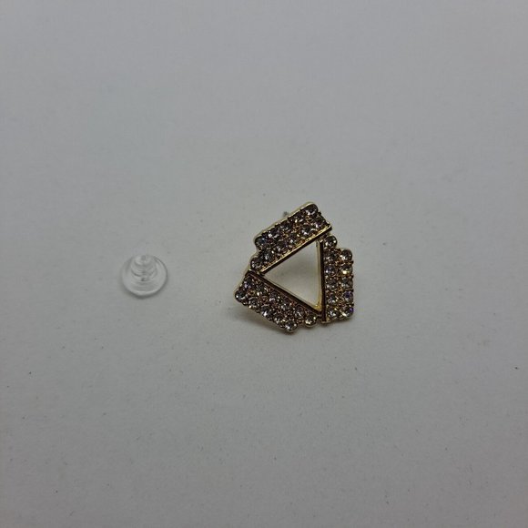 Earrings Triangle Bling Sparkle Gold Tone - Picture 6 of 10